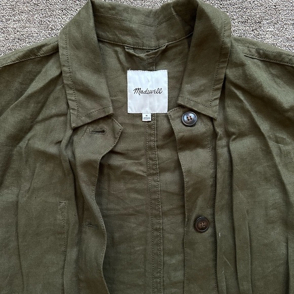 Madewell Long Jacket / Duster in Olive Green, Size Medium - Picture 3 of 6